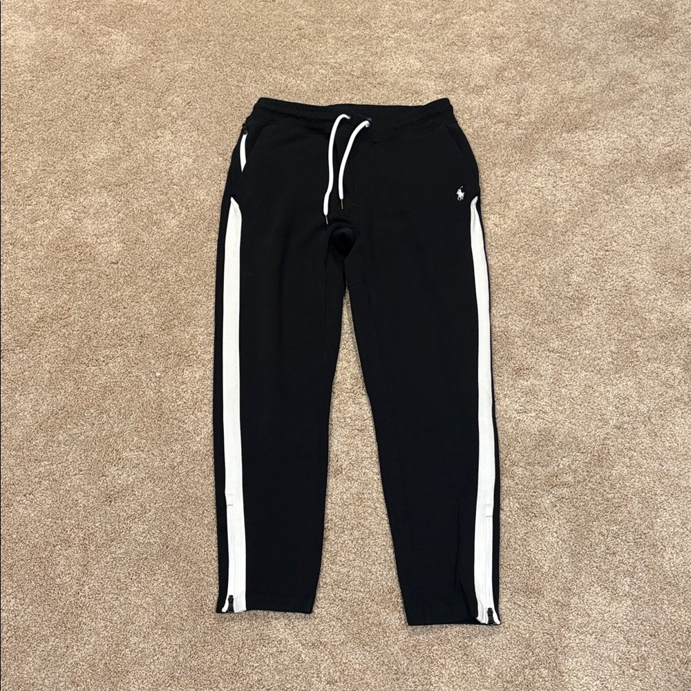 Ralph Lauren Black Joggers with White Side Stripes